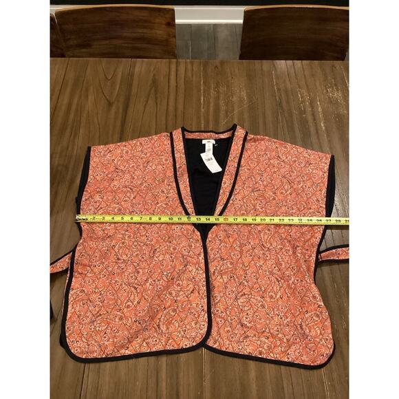 j. Jill Belted Quilted Ruana Sunset Paisley Front Tie Vest Jacket S-L one size - Picture 5 of 6